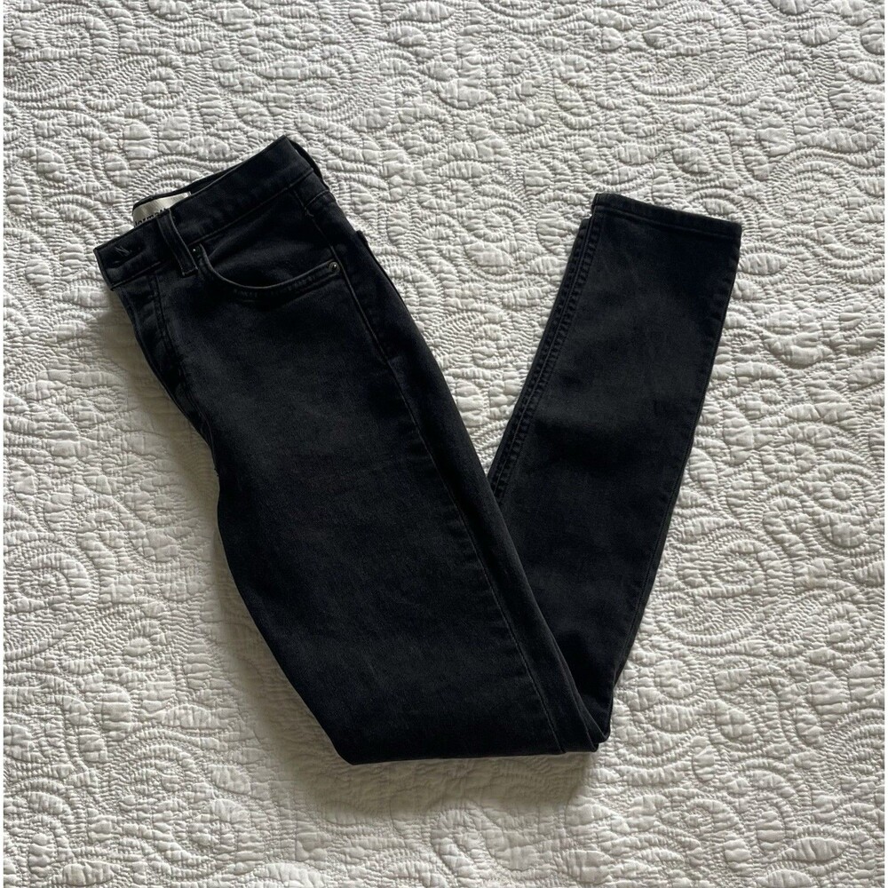 Reformation Serena High Skinny Jeans 25 Black Button Fly Stretch Denim